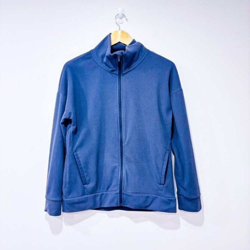 MONDETTA Blue Grey Fleece Full Zip Mock Neck Stretch Jacket Small